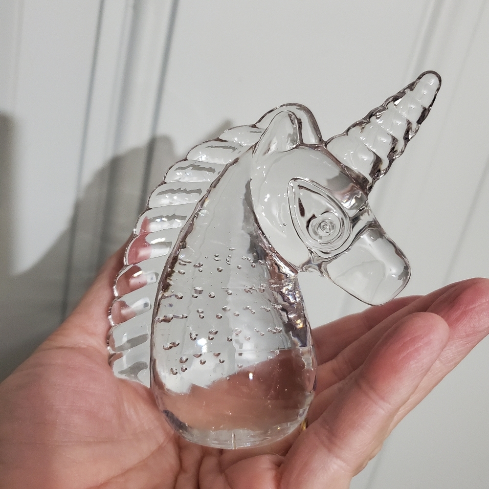 Vintage Fantasy‎ Collectible Tabletop Decor Bubble Glass Unicorn Paperweight